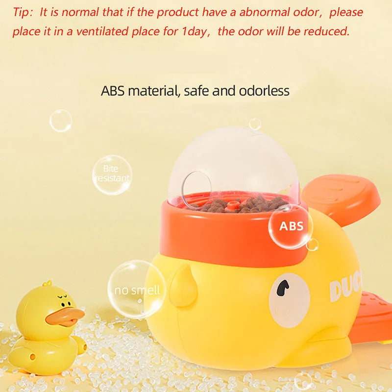 Chien, chat, distributeur de nourriture pour animaux de compagnie, petit canard jaune, machine d'alimentation interactive pour chien, chiot, jouet distributeur de friandises, fond antidérapant