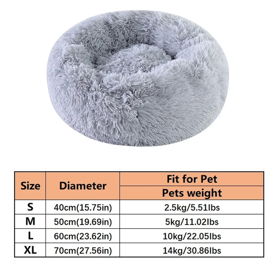 Round Donut Faux Fur Pet Bed for Small to Medium Dogs & Cats