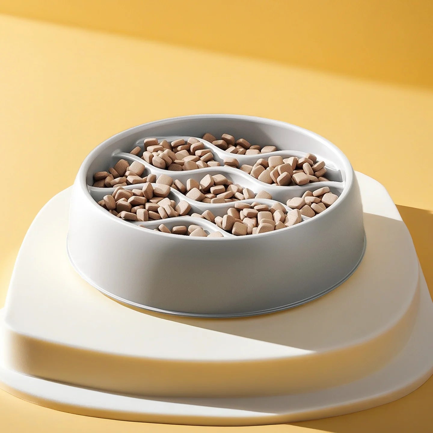 Fashion Slow-Feeder Cat Bowl Set: Anti-Splash Dual Dish - Thick PP Plastic for Mess-Free Eating & Choke Prevention