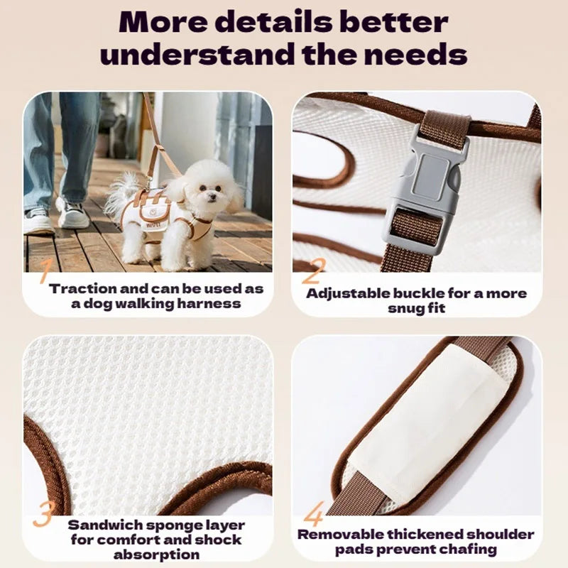 Dog bag out portable breathable multi-functional traction backpack Easy to Clean Backpack Breathable Adjustable cat bag petstrap