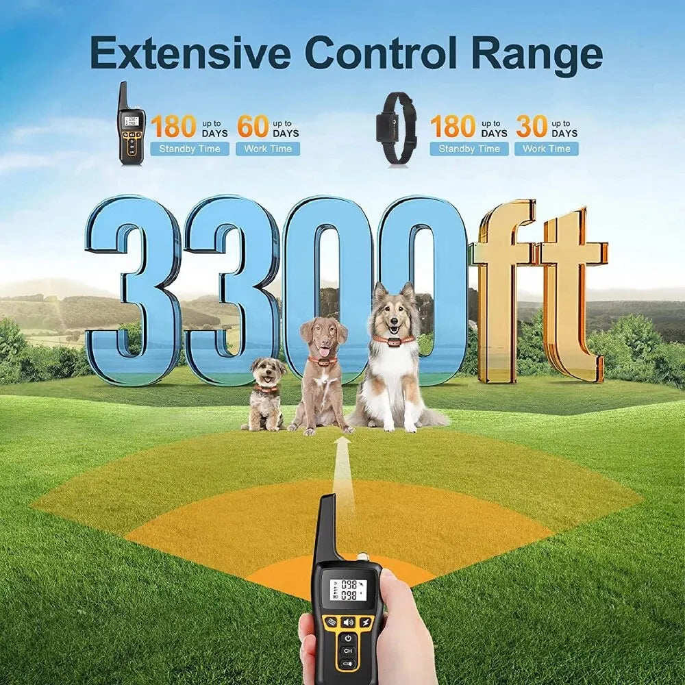 Remote Dog Training Collar, 1000m Waterproof Rechargeable